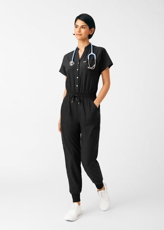 Black Forward 8-Pocket Cargo Jumpsuit Scrubs