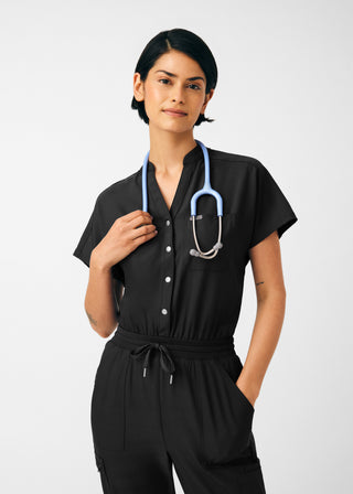 Black Forward 8-Pocket Cargo Jumpsuit Scrubs