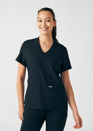 Black Forward 3-Pocket V-Neck Top Scrubs