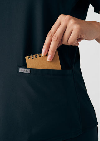 Black Forward 3-Pocket V-Neck Top Scrubs