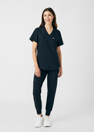 Black Forward 2-Pocket V-Neck Top Scrubs