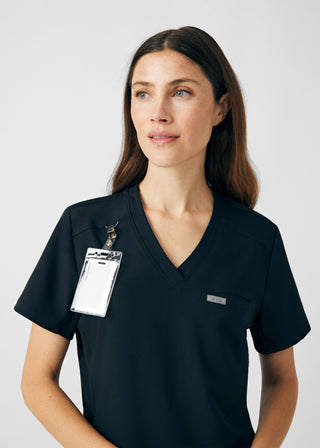 Black Forward 2-Pocket V-Neck Top Scrubs