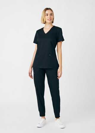 Black ProFlex 3-Pocket V-Neck Top Scrubs
