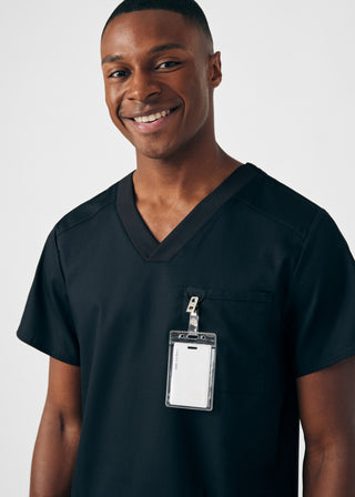 Black ProFlex 4-Pocket V-Neck Top Scrubs