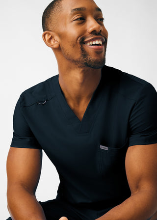 Black Forward 4-Pocket V-Neck Top Scrubs