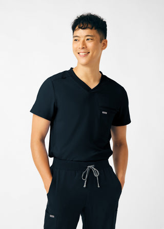 Black Forward 2-Pocket V-Neck Top Scrubs