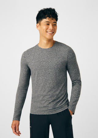 Heather Black Forward Long-Sleeve Tee Scrubs