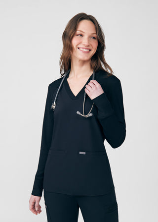 Black Forward 2-Pocket V-Neck Top Scrubs