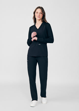 Black Forward 2-Pocket V-Neck Top Scrubs