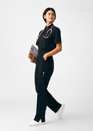 Black Beyond Happy 7-Pocket Cargo Jumpsuit Scrubs
