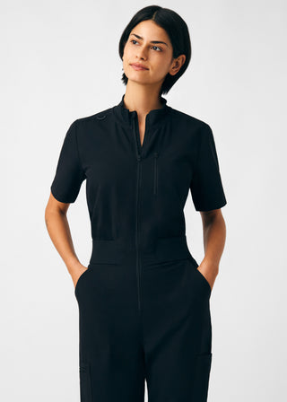 Black Beyond Happy 7-Pocket Cargo Jumpsuit Scrubs