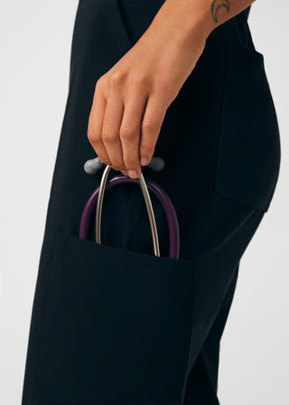 Black Beyond Happy 7-Pocket Cargo Jumpsuit Scrubs