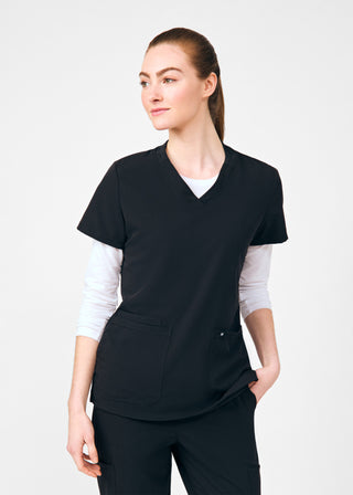 Black Beyond Happy 3-Pocket V-Neck Top Scrubs