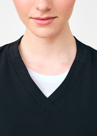 Black Beyond Happy 3-Pocket V-Neck Top Scrubs