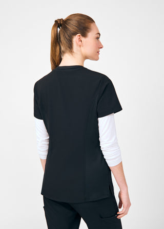 Black Beyond Happy 3-Pocket V-Neck Top Scrubs