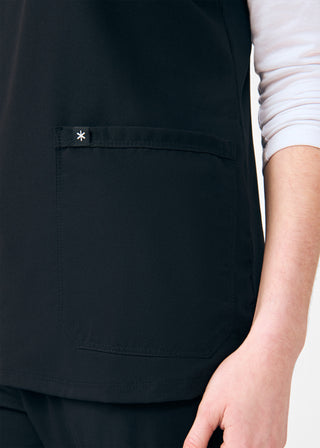 Black Beyond Happy 3-Pocket V-Neck Top Scrubs