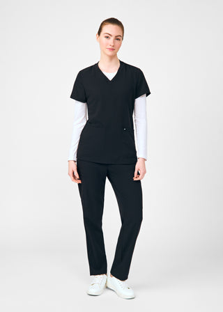 Black Beyond Happy 3-Pocket V-Neck Top Scrubs