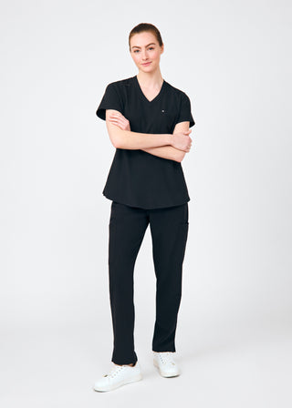 Black Beyond Happy 1-Pocket V-Neck Top Scrubs