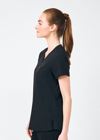 Black Beyond Happy 1-Pocket V-Neck Top Scrubs