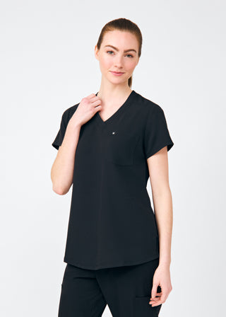 Black Beyond Happy 1-Pocket V-Neck Top Scrubs
