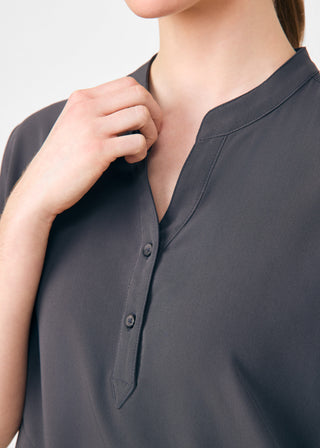 Pewter Beyond Indulgence 3-Pocket Mandarin Split Collar Top Scrubs