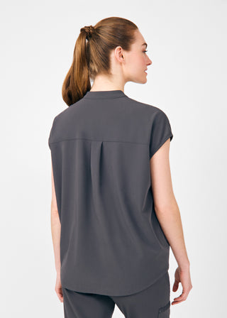 Pewter Beyond Indulgence 3-Pocket Mandarin Split Collar Top Scrubs