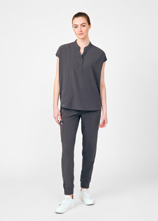 Pewter Beyond Indulgence 3-Pocket Mandarin Split Collar Top Scrubs