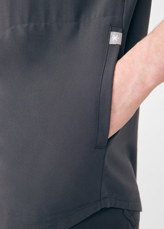 Pewter Beyond Indulgence 3-Pocket Mandarin Split Collar Top Scrubs