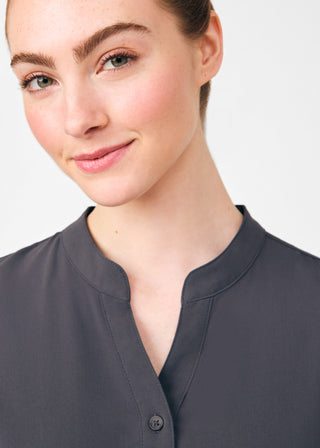 Pewter Beyond Indulgence 3-Pocket Mandarin Split Collar Top Scrubs