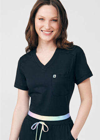 Black Beyond Cozy 2-Pocket V-Neck Top Scrubs