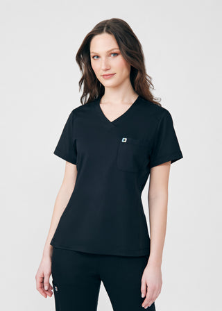 Black Beyond Cozy 2-Pocket V-Neck Top Scrubs