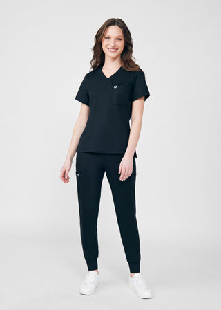 Black Beyond Cozy 2-Pocket V-Neck Top Scrubs