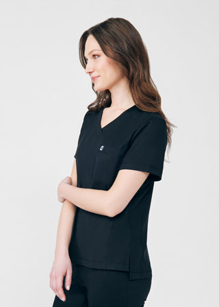Black Beyond Cozy 2-Pocket V-Neck Top Scrubs