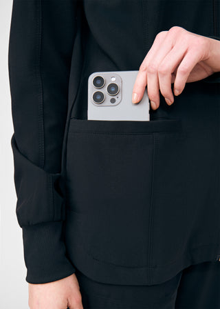Black Beyond Happy 3-Pocket Jacket Scrubs