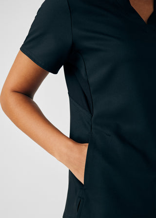 Black VIBE 2-Pocket V-Neck Top Scrubs