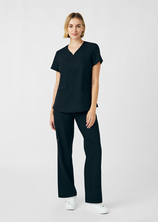 Black VIBE 3-Pocket V-Neck Top Scrubs