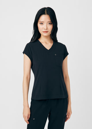 Black CRFT 1-Pocket V-Neck Top Scrubs