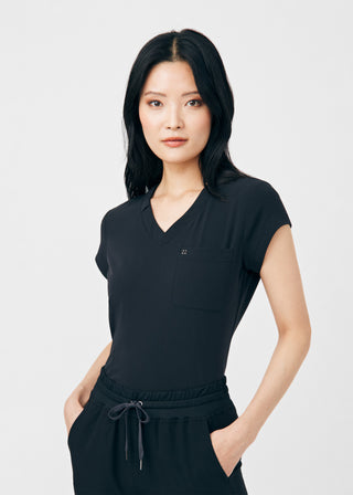 Black CRFT 1-Pocket V-Neck Top Scrubs