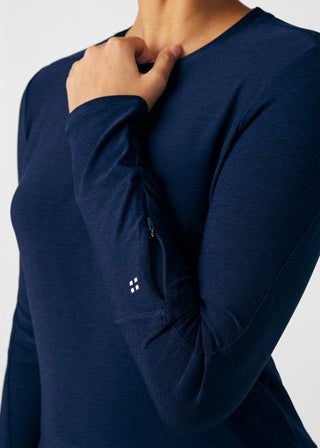 Heather Navy VIBE 1-Pocket Long-Sleeve Tee Scrubs