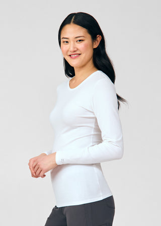 White Long-Sleeve Tee Scrubs