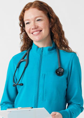 Teal Forward 3-Pocket Jacket Scrubs