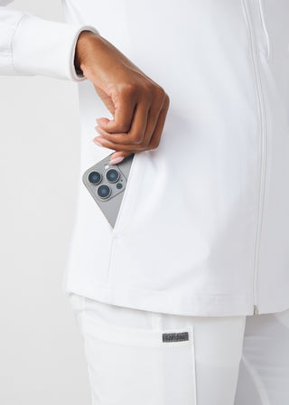 White Forward 3-Pocket Jacket Scrubs
