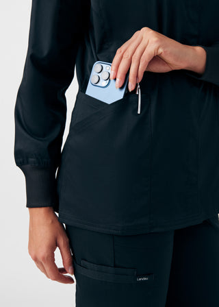 Black ProFlex 3-Pocket Jacket Scrubs