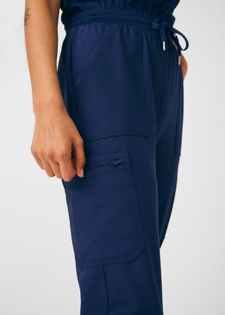 Navy Forward 8-Pocket Cargo Jumpsuit Scrubs