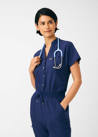 Navy Forward 8-Pocket Cargo Jumpsuit Scrubs