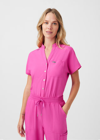 Rose Violet Forward 8-Pocket Cargo Jumpsuit Scrubs