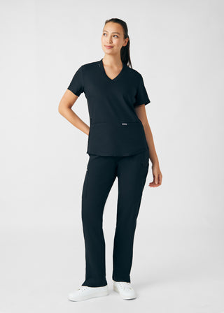 Black Forward 3-Pocket V-Neck Top Scrubs
