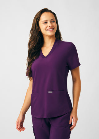 Eggplant Forward 3-Pocket V-Neck Top Scrubs