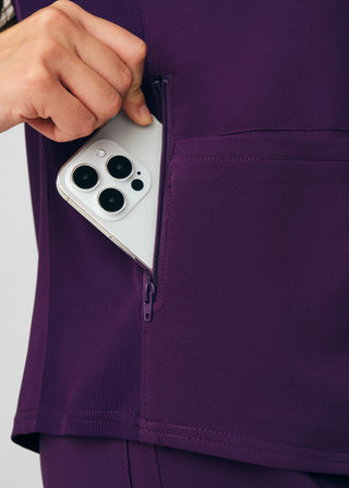 Eggplant Forward 3-Pocket V-Neck Top Scrubs