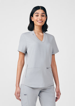 Gray Forward 3-Pocket V-Neck Top Scrubs